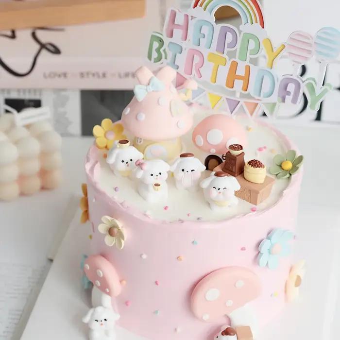 Figurines de décoration de gâteau en forme de chien mignon PVC pour thème de chien et fêtes d'anniv bébé