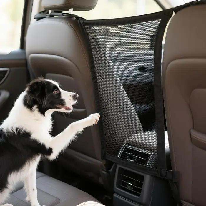 Nouvelle barrière universelle pour chien en voiture, élastique, disponible en 2 tailles, protection de sécurité pour animaux de compagnie, noire, robuste, protection intérieure de voiture pour siège a