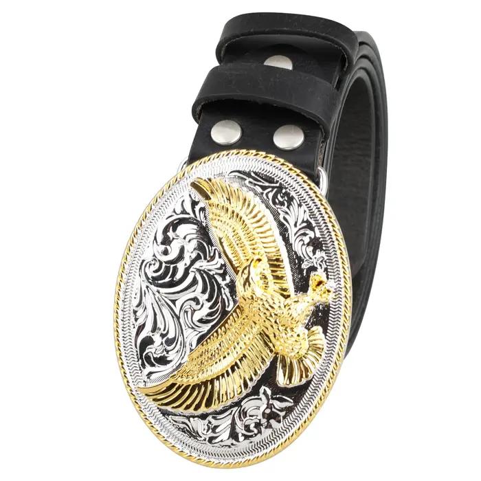 Ceinture en cuir véritable avec boucle d'aigle dorée, pantalon de Cowboy à la mode, loisirs décorati
