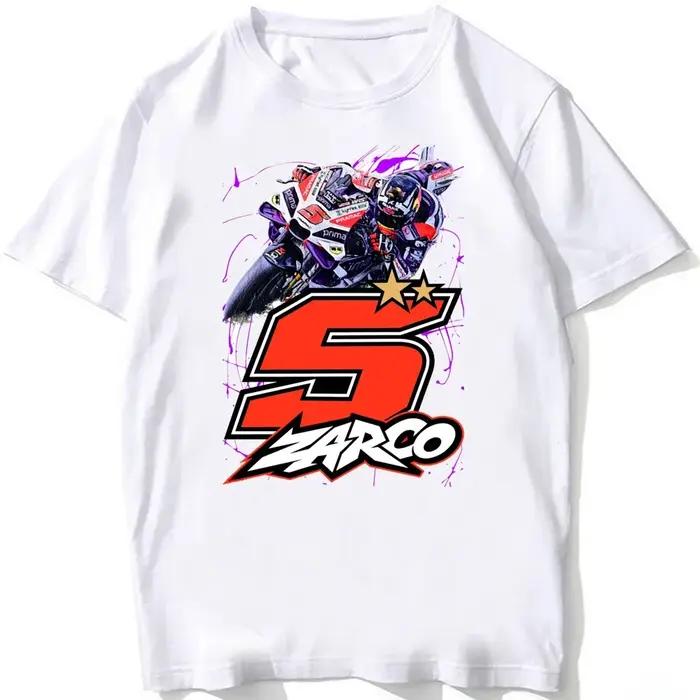 Johann Zarco 5 France GP équitation T-Shirt nouvel été hommes à manches courtes Hip Hop Sport garçon t-shirts occasionnels moto hauts blancs