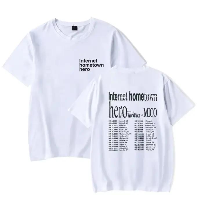 Tshirt mico merch internet hometown hero world tour décontracté printemps été pour adultes juniors style unique confortable polyestère bleu ciel beige bleu noir