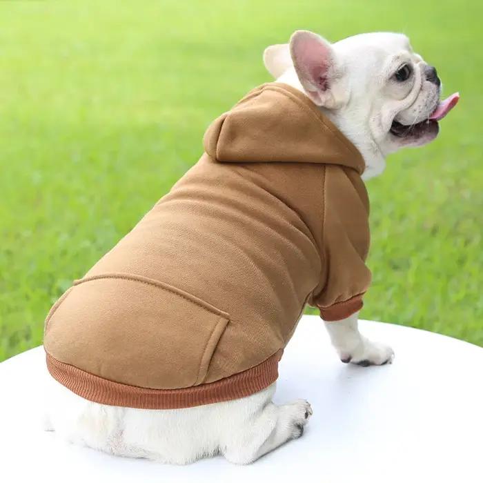Sweat à capuche pour petits chiens, vêtements de printemps et d'automne, sweat-shirt de couleur unie