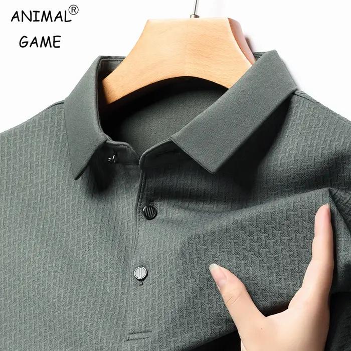 Polo ajouré à manches longues pour hommes, T-Shirt respirant à la mode d'affaires, T-Shirt de Golf p