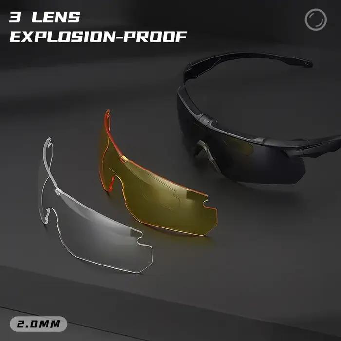 Goggles tactiques polarisés 3 lentilles pour chasse - protection anti-vent et anti-poussière sports outdoor