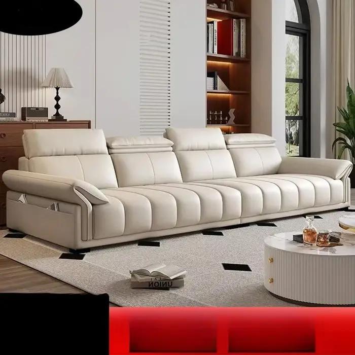 Canapé en cuir véritable, moderne et simple, pour appartement de taille salon, canapé en cuir italie
