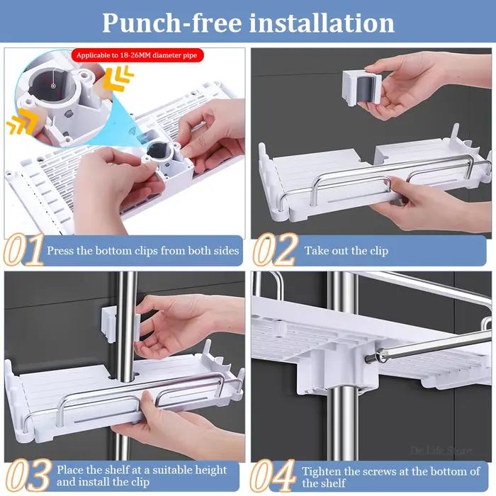 etagere salle de bains sans percage Étagère de douche extensible avec crochet, sans propositions, sh