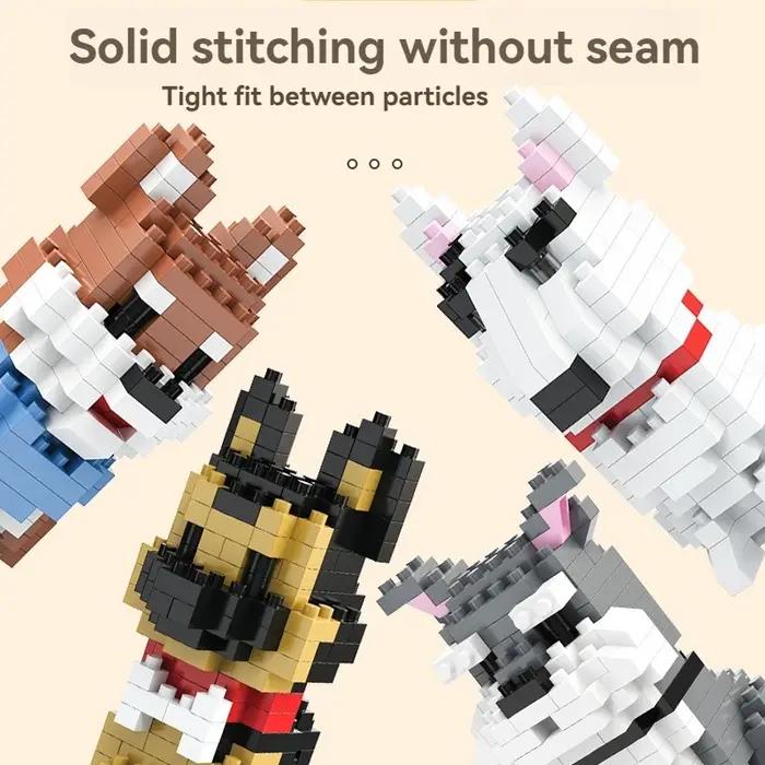 Ensemble de Micro blocs de construction créatifs, bricolage, modèles de personnages de dessins animés de chiens, jouets éducatifs pour enfants, cadeau d'anniversaire