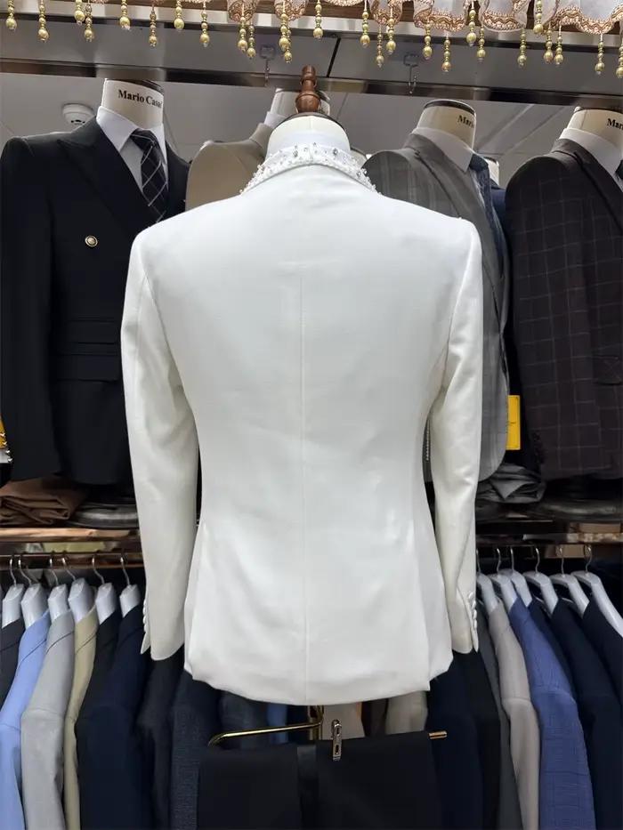 Chic beau danse hommes 2 pièces Date costume ensemble offre spéciale châle revers magnifique gland veste pantalon fête de mariage marié porter