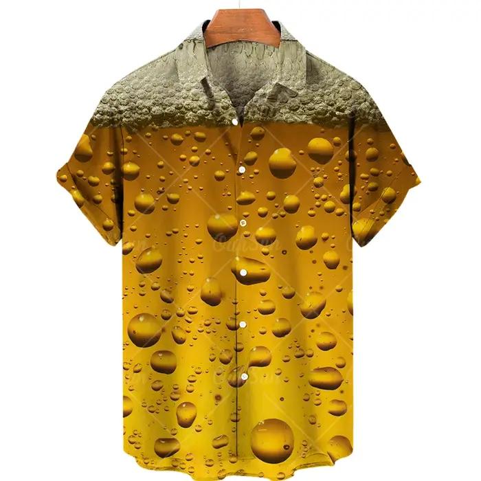 Chemise Hawaïenne Décontractée à la Mode pour Homme, Vêtement de Plage, Bière, Vacances, Été