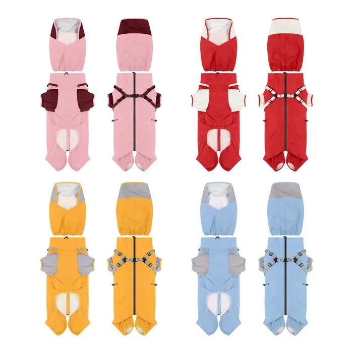 Imperméable pour chien, Poncho de pluie imperméable avec capuche, veste de pluie réglable hautement réfléchissante pour animaux de compagnie avec trou de laisse pour petit et moyen
