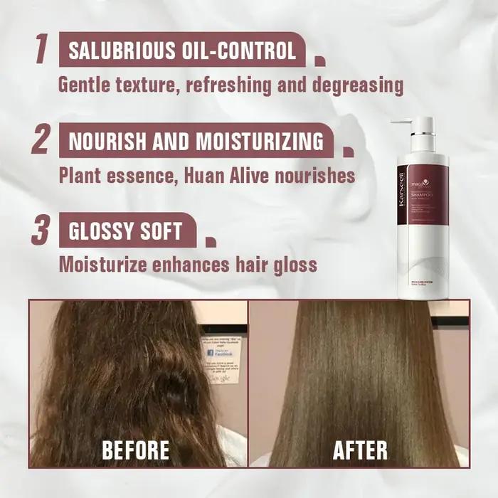 Karseell 500 ml shampooing à l'huile d'argan extrait de plantes shampooing lisse hydratant pour chev