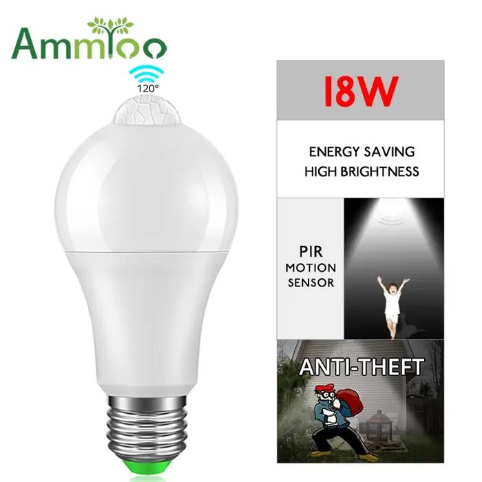 Ampoules à capteur de mouvement PIR E27 12W 15W 18W 20W lampe à LED automatique infrarouge intellige