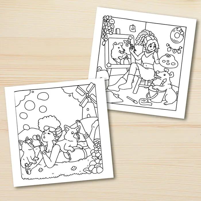 Livre de coloriage pour adultes avec activités quotidiennes mignonnes et confortables pour relaxation et détente occasionnelle femme cadeau anniversaire fête de fin d'année