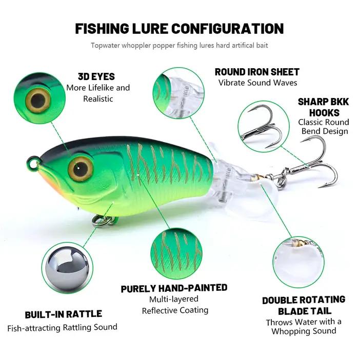 TREHOOK 9g/16g Topwater Whopper Popper leurres de pêche rotatif Double queue d'hélice appât artificiel flottant Wobblers
