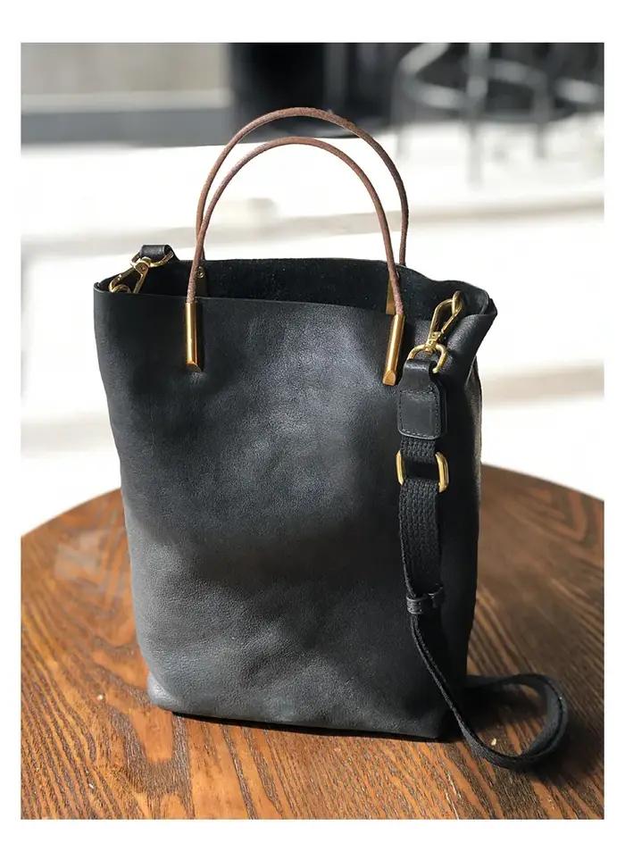Sac à main rétro en cuir véritable pour femme
