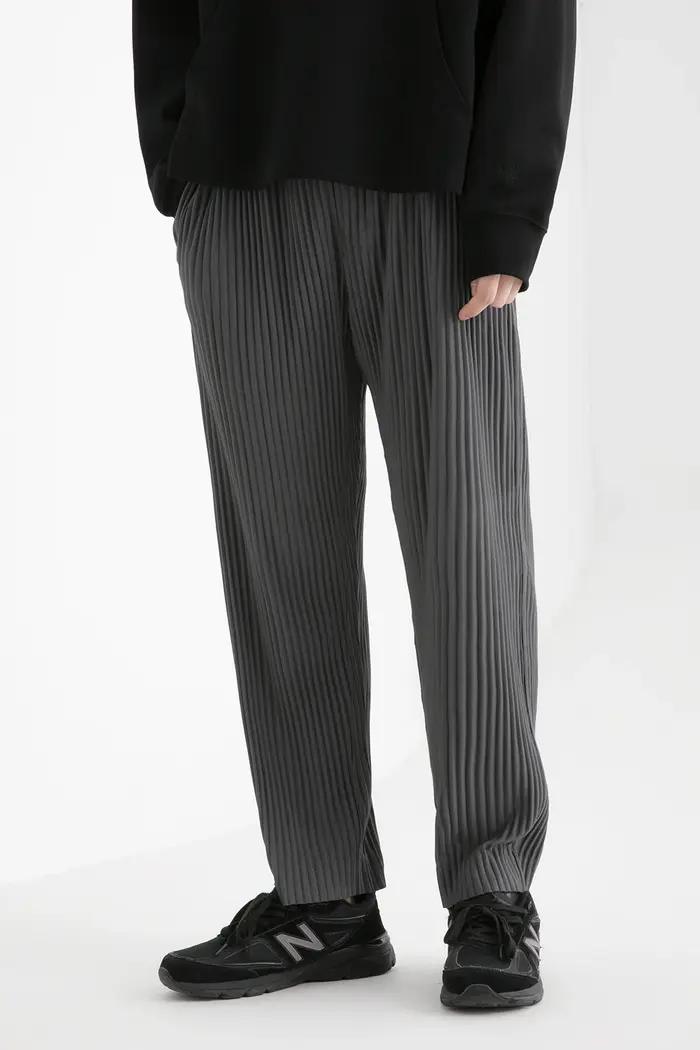Pantalon Miyake homme décontracté et élégant style coréen coupe ample et plissé pour hommes occasions quotidiennes et voyages