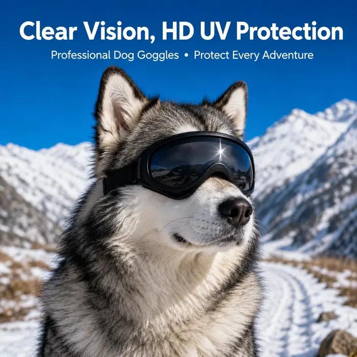 Lunettes de protection réglables noires pour chien