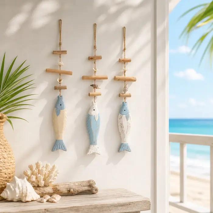 Décoration murale en bois de style côtier avec coquillages et corde de jute pour salon et salle de bain occasions spéciales femmes العراقة والجمال الطبيعي