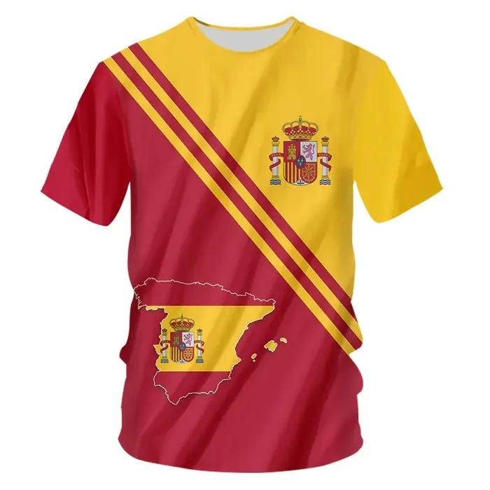 Espagne drapeau blason T-shirt homme impression 3D hommes femmes à manches courtes