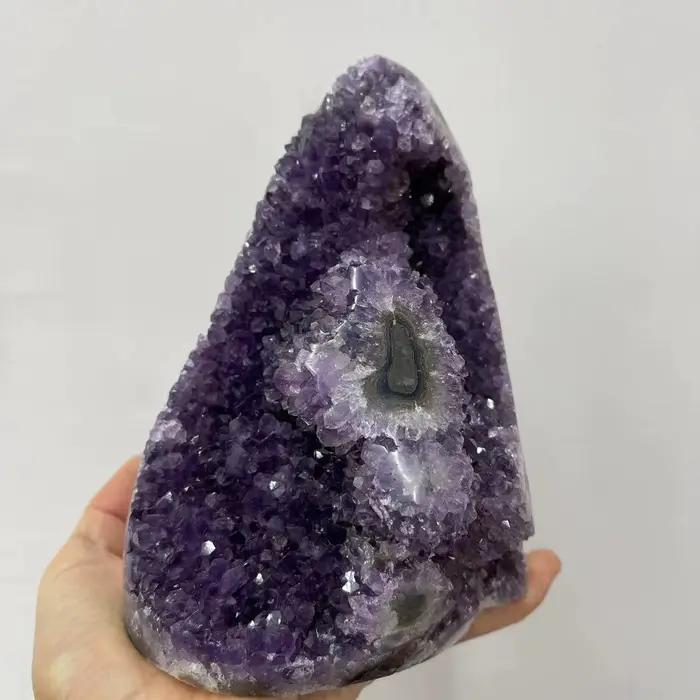 Grappe de cristal d'améthyste naturelle, cristaux bruts de Quartz, pierre de guérison, minerai minér