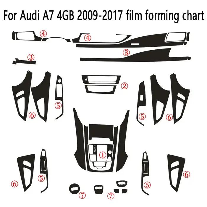 Pour Audi A7 2010-2017 4GB 5D fibre de carbone motif noir intérieur bricolage garniture décalcomanie
