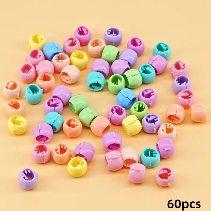 60 pièces tresses de cheveux perles chapeaux mignon bonbons couleurs plastique été pinces
