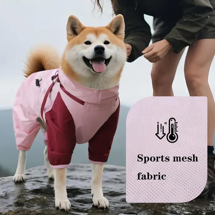 Imperméable pour chien, Poncho de pluie imperméable avec capuche, veste de pluie réglable hautement réfléchissante pour animaux de compagnie avec trou de laisse pour petit et moyen