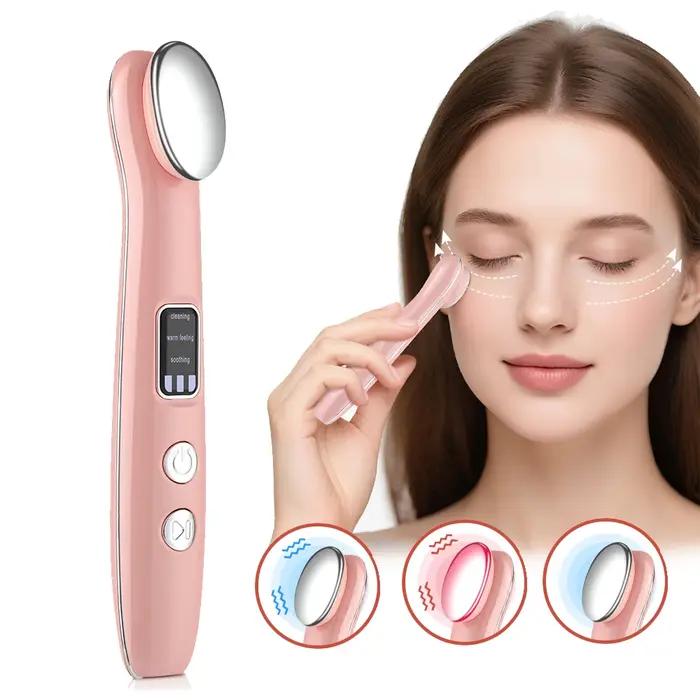Masque yeux vibrations lumière rouge chaleur anti rides lifting soin cernes poches beauté stylo massage