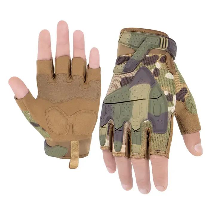 Gants tactiques demi-doigts camouflage - Anti-choc