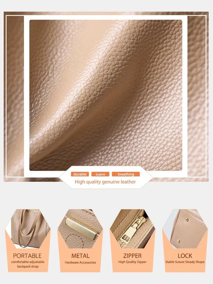 Zency-Sac fourre-tout en cuir de vachette souple pour femme, sac à main initié, grande capacité, sac