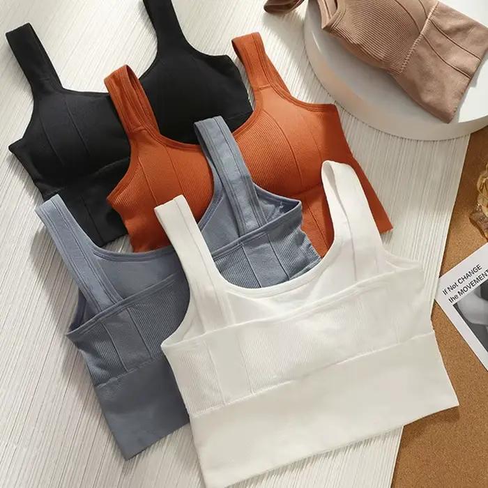 Soutien-gorge de sport respirant pour femme, haut de fitness anti-transpiration, soutien-gorge de yoga sans couture, haut court antichoc, soutien-gorge push-up, haut d'entraînement de gym