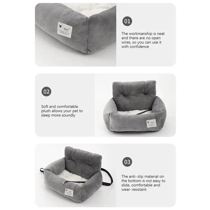 Siège de voiture pour chien gris confortable et sécuritaire accessoire de voyage pour petits chiens toutes saisons usage voiture maison
