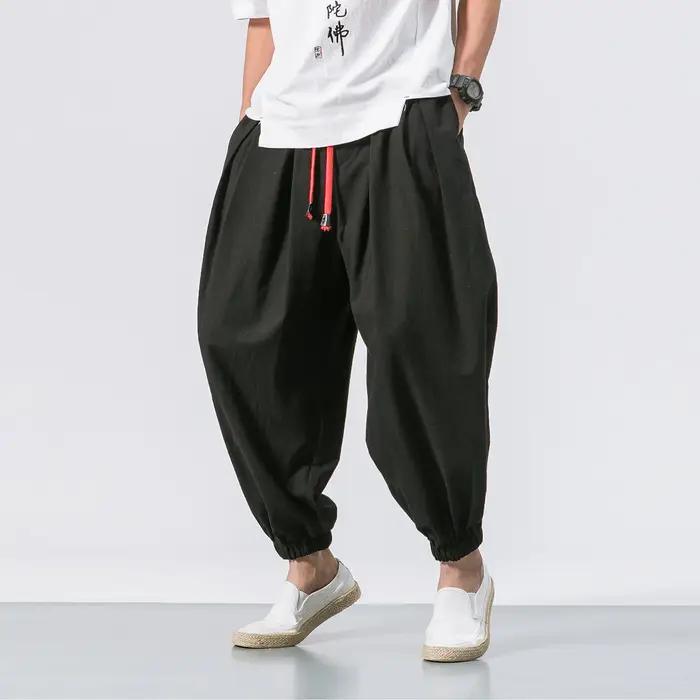 FGKKS printemps hommes sarouel ample lin chinois surpoids pantalons de survêtement de haute qualité