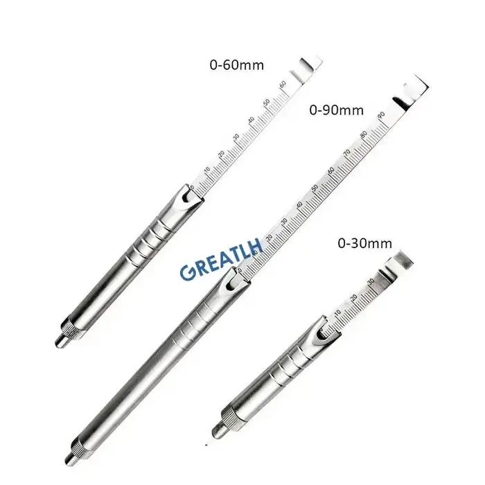 Jauge de profondeur 0mm à 30mm /60mm/40mm/90mm, Instruments chirurgicaux vétérinaires orthopédiques