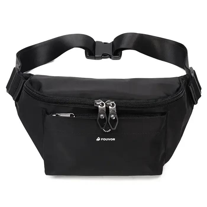 Fouvor – sac de taille rouge en Nylon, sangle réglable, Double fermeture éclair, poche avant, sacs b