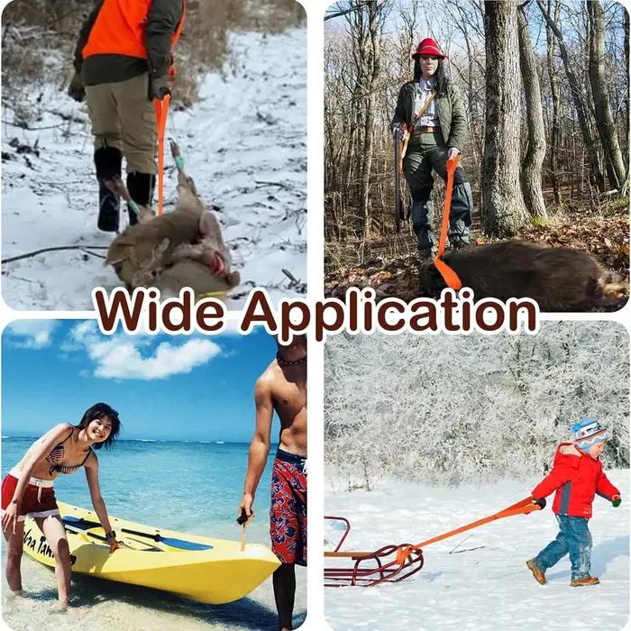 Sangle traction cerf pliable - Strap polyvalent débardage sanglier transport équipement chasse