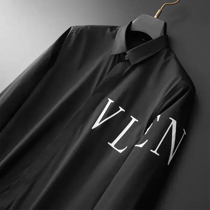 Chemises à manches longues floquées pour hommes avec lettre de marque, coupe couvertes, robe d'affaires décontractée, haute qualité, fête sociale, banquet, Y-2024