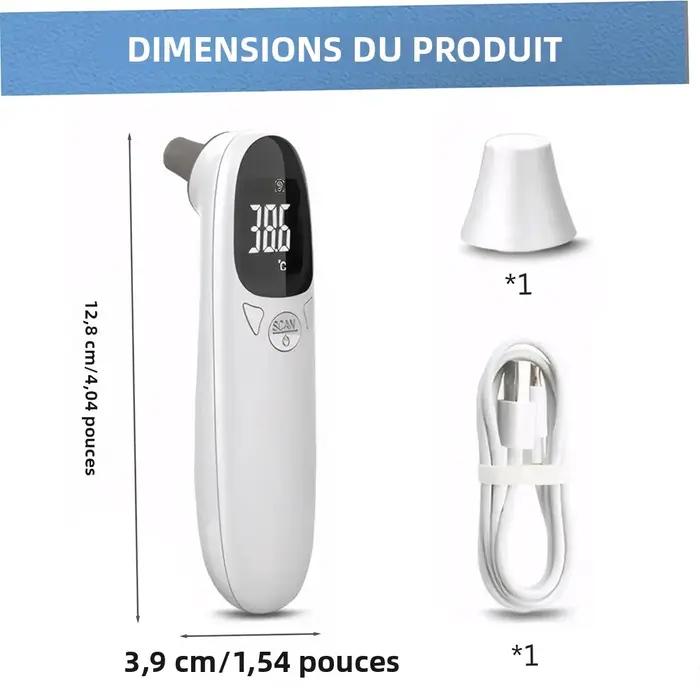 Thermomètre auriculaire pour animaux de compagnie numérique sans contact USB rechargeable précis 32-42.9 ℃ Vérification