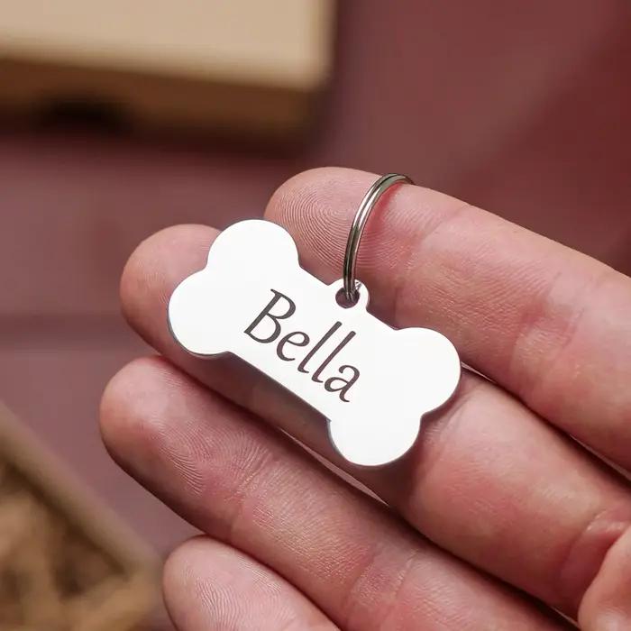 Sophia-Étiquette gravée personnalisée pour animaux de compagnie, étiquette de nom de chien, double f