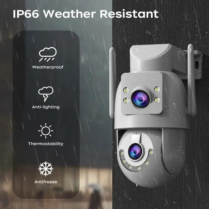 Caméra de surveillance extérieure 4K PTZ JOOAN 5G WiFi - Double objectif 4MP avec suivi automatique