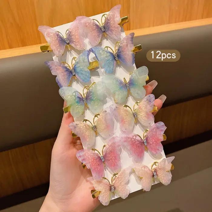 12 pinces à cheveux papillon vent doux pinces à cheveux mignonnes adaptées à un usage quotidien acce