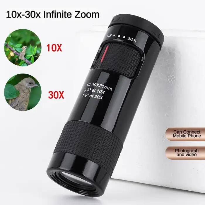 Monoculaire zoom 10-30x21 portable - Télescope compact pour observation, camping et équipement de voyage