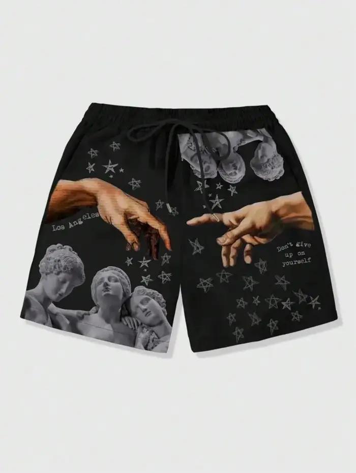Shorts d'été pour hommes européens et américains, imprimé statue luxueux, confortables, respirants,