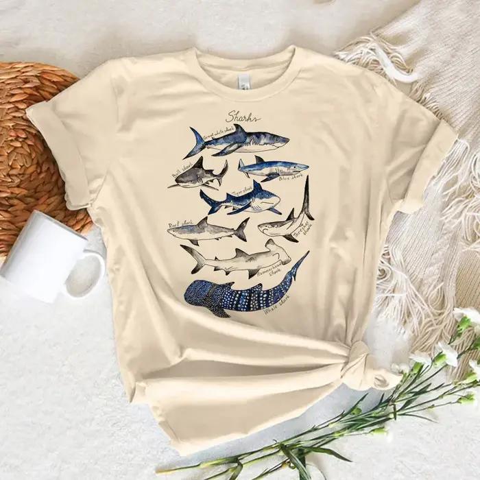 T-shirt baleine pour femmes, streetwear, graphique japonais, y2k, vêtements de styliste