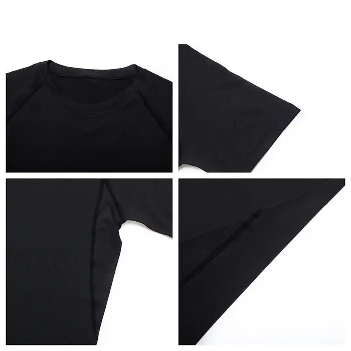 Hommes course Compression T-shirt à manches courtes Sport t-shirts Gym Fitness sweat mâle Jogging su