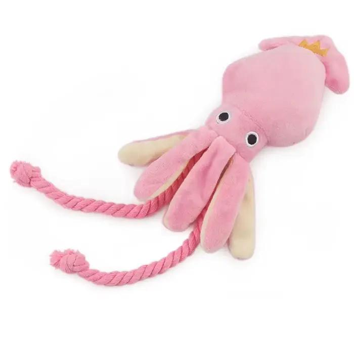 Calmar chiot chien à mâcher pour belle nettoyage des dents roses jouets pour animaux de compagnie po