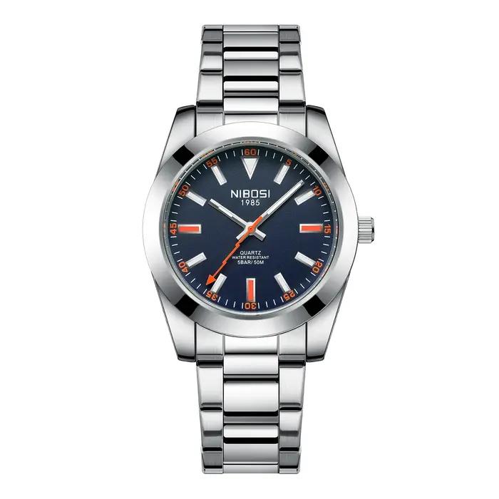 Montre homme NIBOSI luxe quartz trois aiguilles minimaliste étanche bracelet acier inoxydable élégante