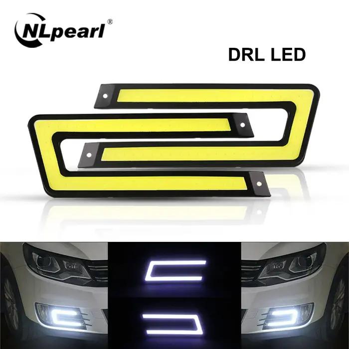 NLpearl 1 paire style de voiture COB LED DRL feux de jour Auto DC 12V LED lumineuse DRL lumière exte