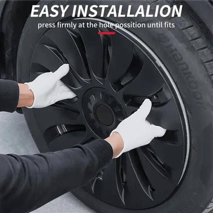 4 pièces de cache-roues pour Tesla Model Y 19 pouces Performance Automobile Remplacement de capuchon