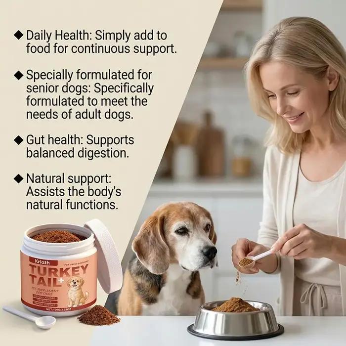Complément alimentaire pour chiens à base de poudre de champignon Turkey Tail avec probiotiques, sav